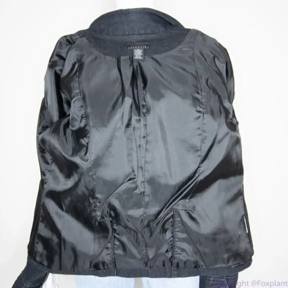 NWOT Attention women's black jean jacket‎ with epaulette, size 14